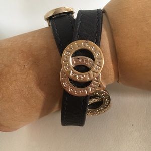 Bulgari double wrap leather bracelet